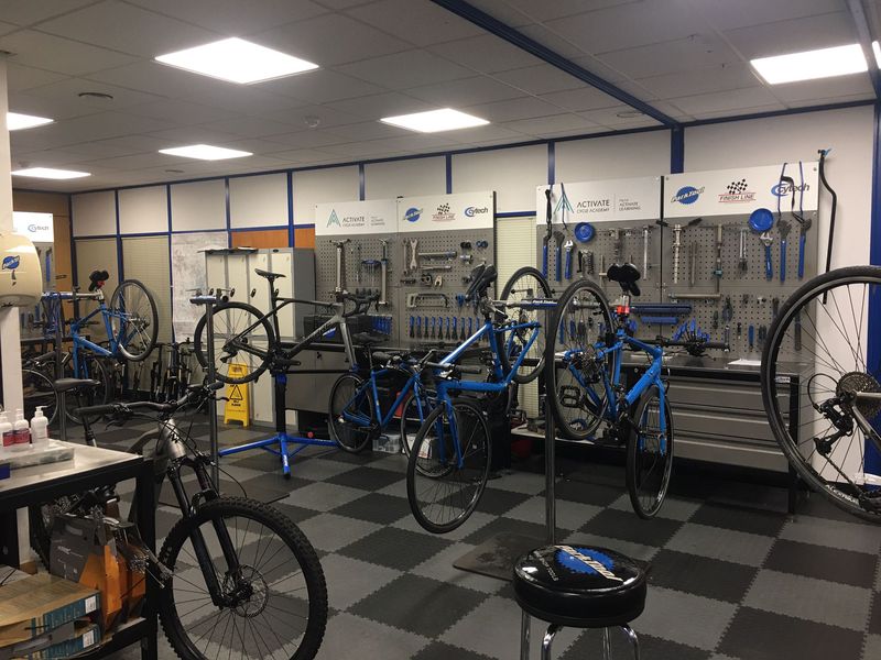 Professional bike workshop at the Cytech training facility